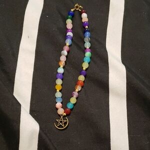 Colorful Beaded Necklace with Star Pendant